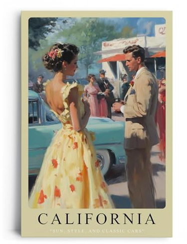 Paul Sinus Leinwandbild 40x60cm California Leinwandbild – Nostalgische Eleganz mit Oldtimern, Retro-Charme und Vintage-Flair – Stilvolle Kunst