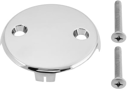 LT Easiyl 1 Stück Badewannen-Überlaufblende mit Zwei Löchern Durchmesser 81 Mm Lochabstand 50 Mm mit Schraube Edelstahl Badewannen-Überlauf-Ablaufabdeckung Silber