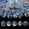 BOHUIZ 100 perlas de cristal grandes para enhebrar, redondas de color AB, perlas facetadas de cristal, perlas de cristal de colores brillantes con agujero para manualidades, collares, pulseras