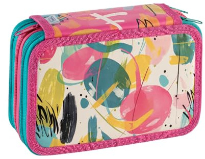 Favorit Astuccio 3 scomparti per la scuola, 20x13x7,5 cm, ART Rosa