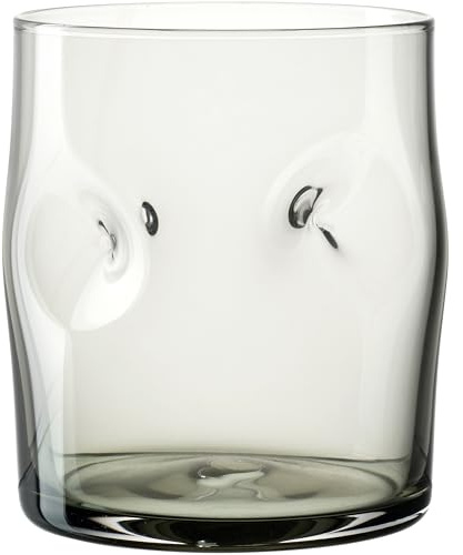 LEONARDO HOME VESUVIO Trinkglas grau • 1 Stück • 300 ml • Farbglas • Handgefertigt • Wasserglas • Softdrinkbecher • Spülmaschinengeeignet • Einzigartige Einkerbungen für optimalen Komfort • 077374