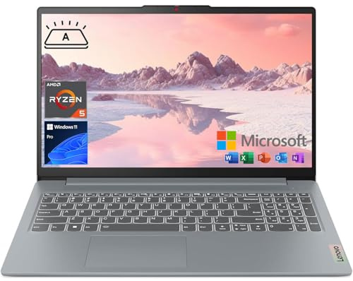Lenovo IdeaPad Slim 3 Laptop, 15.6 Inch FHD Display, AMD Ryzen 5 5625U, 16GB RAM, 512GB SSD, Backlit KB, SD Card Reader, Webcam, HDMI, Wi-Fi 6, Windows 11 Pro, with Microsoft 365 for the Web