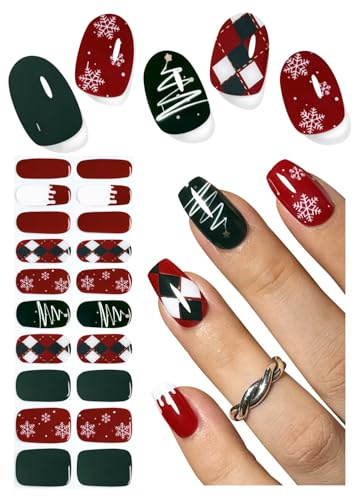 Noël Autocollant Ongle Gel UV, Style de Noël 20pcs Film pour Ongles Autoadhésif Pour Nail Art