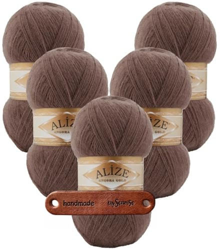 ALIZE 5 x 100g Angora Gold 493 Premium Wolle flauschig leicht für Tücher Schals Pullover Cardigans und Accessoires mit mySearose Label