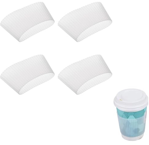 Fiozroor 4pcs Clear Silicone Cup Sleeves Heat Insulation Protector | Silicone Cup Sleeves,Coffee Cup Sleeves,Heat Insulation Cup Sleeve Protector For Mugs/Glasses/Ceramic mug