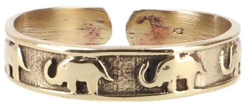 GURU SHOP Onesize Messing Modeschmuck Ring mit Glückselefanten - Goldfarben