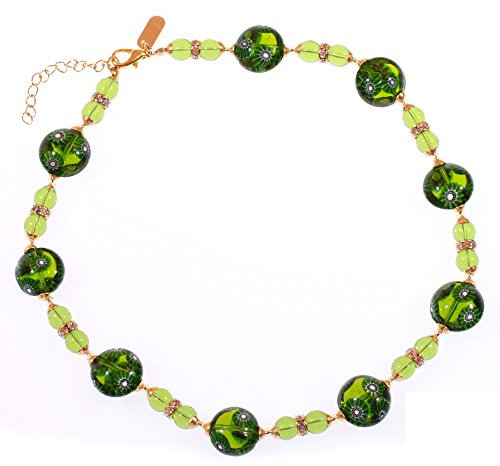 Collar de cristal de Murano verde-oro Osanna