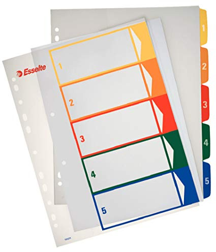 Esselte 218669 Register Polypropylen A4, 5 Positionen, aufdruckbar