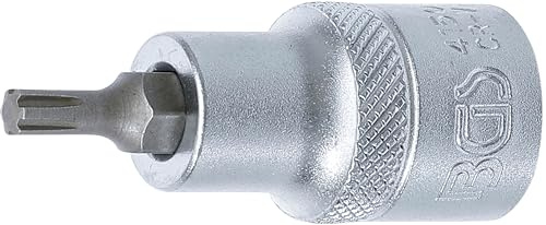BGS 4150 | Bit-Einsatz | Keil-Profil (für RIBE) M5 | Antrieb Innenvierkant 12,5 mm (1/2) | Länge 55 mm | Chrom-Vanadium-Stahl | verchromt, matt | mit Rändelung