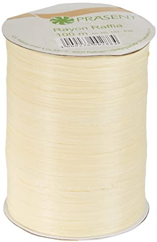 PRÄSENT - Rayon Raffia Biodegradable Ribbon Light Yellow 100 meter spool