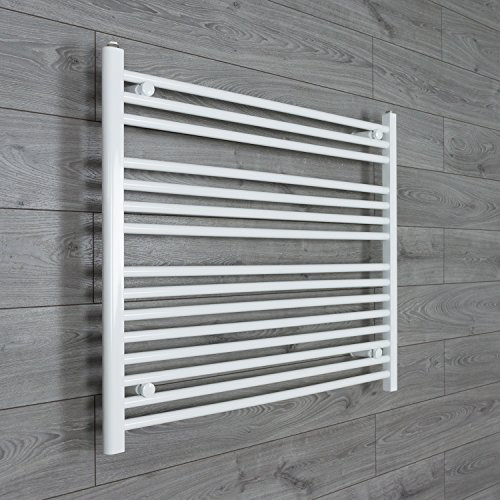companyblue 1000mm wide x 800mm high Heated Towel Rail Straight Flat White Bathroom Warmer Radiator Rack Central Heating