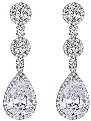 EVER FAITH® 925 Sterling Silber Bling Prong CZ Tropfen Braut Engagement edel Ohrringe N06427-1