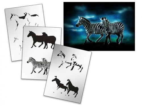 UMR-Design AS-159 zebra herd Airbrushschablone Step by Step Grösse XL