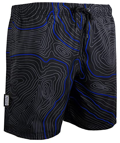 GUGGEN Mountain Badehose für Herren Schnelltrocknende Badeshorts Style-4 Beachshorts Boardshorts Schwimmhose Männer kariert Grau Blau