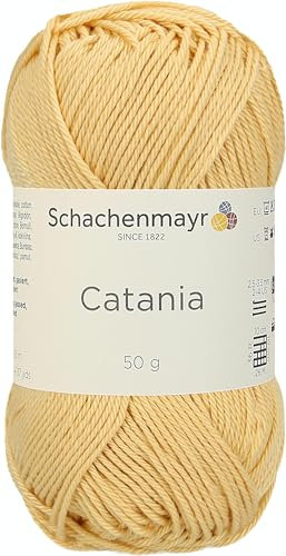 Schachenmayr 9801210-00206 Handstrickgarn, 100% Baumwolle, honig, 11,5 x 5,2 x 6 cm, 50