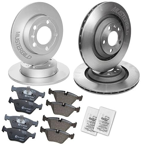 BESTPRICE Bremsenset Vorderachse & Hinterachse inkl. 2x Bremsscheibe vorne Ø 280 mm Belüftet + Bremsbeläge vorne 2x Bremsscheibe hinten Ø 278 mm Voll + Bremsbeläge hinten inkl. Anti-Quietsch-Paste