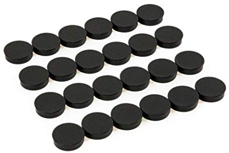 Bullseye Office 24 Round Black Fridge Magnets, Button Shaped, Small Colorful Magnetic Discs for Kitchen, Cabinet or Classroom, Perfect Whiteboard Supplies for Teachers (Black)