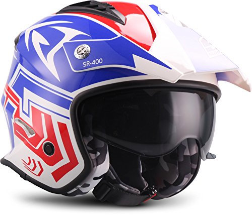 SOXON® SR-400 Storm „Blue“ · Jet-Helm · Motorrad-Helm Roller-Helm Scooter-Helm Moped Mofa-Helm Chopper Retro Vespa Vintage · ECE 22.05 Sonnenvisier Schnellverschluss Tasche XL (61-62cm)