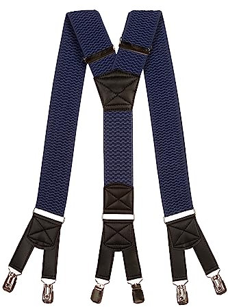 Olata 6 Clip Herren Hosenträger/extra breite Y-Hosenträger – 5 cm. Blau