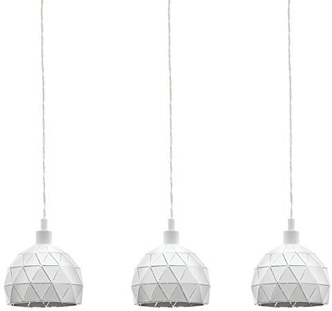 EGLO Pendellampe Roccaforte, Pendelleuchte 3-flammig über Esstisch, Hängelampe aus Stahl in weiß, E14 Fassung, 75 cm
