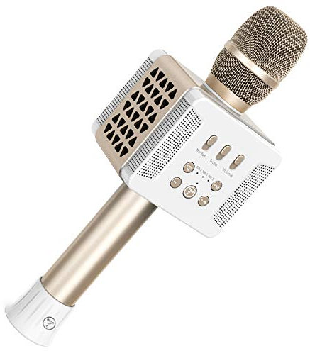TOSING 016 Karaoke Mikrofon Bluetooth Lautsprecher 20W Portable KTV Player Mini Home KTV Musik Spielen und singen Maschine System für Android Smartphone (Gold)