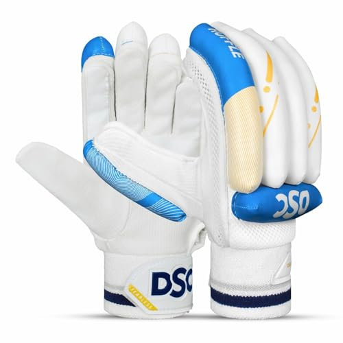 DSC Condor Ruffle Cricket Batting Gloves | Color: Multicolor | Size: Mens RH | Material: Leather | Grade A Premium Leather Palms | Sweat Absorbing Wrist Grip | Pittard Gripster