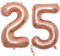 2 Luftballons Zahl 25, Nummer 25 Luftballon Rosegold Mädchen,40Aufblasbar Helium Folienballon Roségold Ballons Figuren,Riesen Folie Ballon für Geburtstag Party Dekoration,Abschlussball