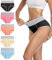 wirarpa Unterhosen Damen Baumwolle Unterwäsche Frauen Taillenslip Hohe Taille Slip 5er Pack Größe XS