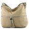 modamoda de T159 Damen Leder Umhängetasche Schultertasche Medium handmade in Italy, Farbe:Graubeige