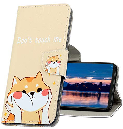 MRSTER Coque pour Huawei Y6 2019, Coque en Cuir Huawei Y6 2019, Étui Téléphone Huawei Y6 2019, Motif Coloré Imprimé Housse pour Huawei Y6 2019. XC1 Shiba Inu