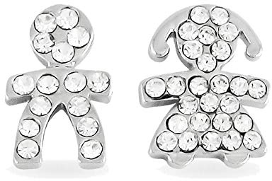 inSCINTILLE Orecchini Donna con Bebè e Pavè di Strass (Bimbi - Argento)