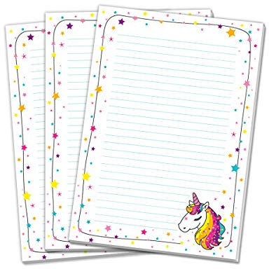 Blöcke Schreibblock mit Kindermotiv Einhorn (3 Blöcke mit je 25 Blätter in A4-Format)