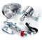 Yushu Generador de bicicleta modificado, luz delantera y trasera retro de 12 V 6 W, kit de luces delanteras/traseras, faro delantero, luz dinamo de fricción