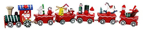 URFEDA Weihnachten Zug Deko Mini Weihachtszug Holz-Eisenbahn Weihnachtszug Spielzeugeisenbahn Eisenbahn Weihnachtszug Weihnachtsdeko für Schlafzimmer Wohnzimmer Weihnachtsbaum Kinder