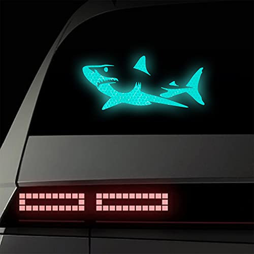 Vesvory 2 Stück Hai-Auto-Fenster Aufkleber, stark reflektierende Aufkleber, Meerestier-Aufkleber, Autoaufkleber, Vorsicht reflektierende Aufkleber, Hai Stoßstangenaufkleber (mintgrün)