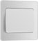 BG Electrical PCDBS12WW Einzelwand-Lichtschalter, breiter Wippschalter, 2-Wege, schraubenlose Frontplatte, runde Kanten, Evolve, gebürsteter Stahl, 20 A, 16 AX, PCDBS12WW