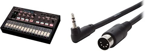 Korg - Volca FM2 - Compact 6 Voice Digital FM Synthesizer and Sequencer & Roland BOSS Bmidi-5-35 3.5 Mm Stereo Jack / Midi, Angled 3.5 Mm Trs (Male) To 5-Pin Midi (Male), 5 Ft/1.5M Length