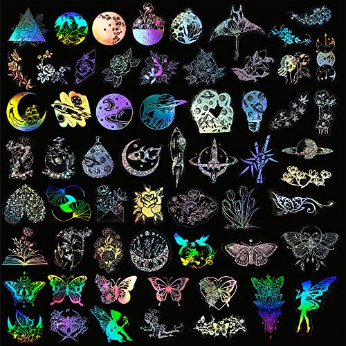 Holografische Aufkleber 180 Stück Wasserdichte Scrapbooking Aufkleber Transparente Glänzende Schmetterling Aufkleber für DIY Scrapbooking Laptop
