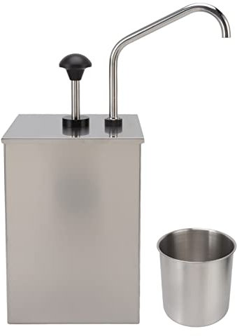 Miskall Syrup Pump Dispenser, 4L Soy Sauce Pump Dispenser Station Stainless Steel Single Head Condiment Dispenser Syrup Pressing Pump
