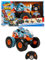 Hot Wheels Monster Trucks Remote Control Car, HW Transforming Rhinomite in 1:12 Scale with 1:64 Scale Race Ace Toy Truck, Converts into Launcher, Connects to Orange Track, HPK27