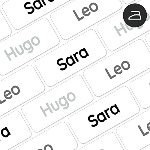 My Nametags® 56 Iron On Name Labels for Clothes | Waterproof & Washable Name Tags for Clothes & School Uniforms | Clothing Labels for Kids, School, Nursery, Kindergarten & Care Homes - White