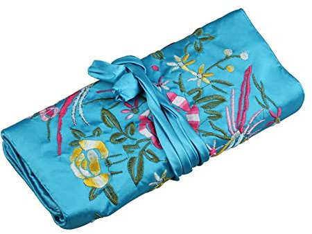 DUPLUSFUN Schmuckschatulle Orientalische Seidenschmuckrolle, Schmuckbeutel, Organizer, Reise-Aufbewahrungskoffer Leicht