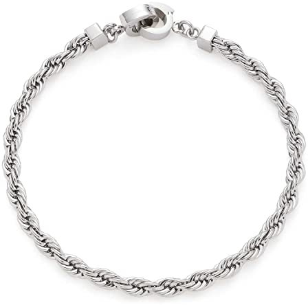 Leonardo Jewels Armband Cordula, Armschmuck aus Edelstahl mit Clip&Mix Verschluss silber, Ankerkette Kordel Optik 19 cm, Damen Schmuck 1 Stück 023066