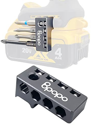 Aluminium 1/4-Inch Hex Bit Holder Compatible with Dewalt Cordless Impact Screwdrivers,Strong Magnetic Drill Bit Sleeve Organiser – Quick Access Side-Mounted Storage for 4 Bits,Left Side