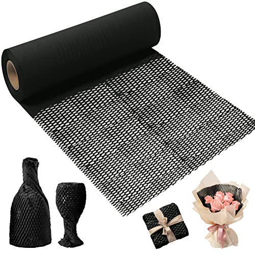 30CM X 30M Schwarz wabenpapier Packpapier Rolle, Öko Kraftpapier Verpackungspapier Verpackungsmaterial für Umzug, Versand und Füllung