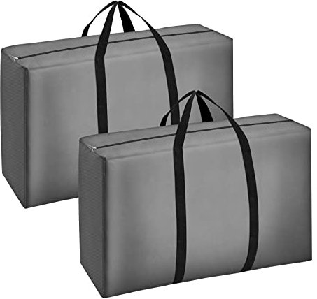 Chstarina 2pcs 105L Aufbewahrungstasche, Langlebige Tragetasche, Groß Aufbewahrungstasche mit Griff für Bettwäsche, Bettdecke, Kissen, Kleidung Lagerung (75 * 50 * 27CM) (Grau)