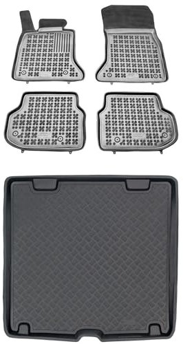 MOTOS Satz Gummifußmatten und PE Kofferraumwanne für BMW 5er F11 2010-2013 Verbessern Sie Ihren Reisekomfort mit Antirutschmatte Auto - Allwetter fußmatten Auto, Schutz vor Verschmutzung