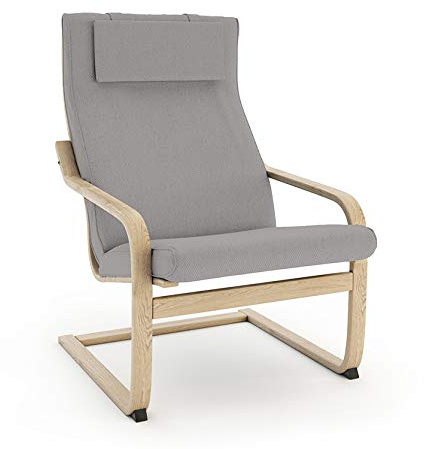 Vinylla Sesselersatzbezug hergestellt für IKEA POANG Stuhl (Kissen-Design 2, Baumwolle - Grau)