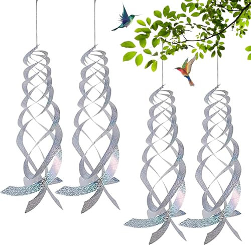 4 Pezzi Repellente Uccelli, Deterrente Spirale Riflettente, Spaventare Gli Uccelli Repellenti, Balcone Riflettente, Utilizzato Per Case e Giardini Per Proteggere Le Case Da Giardino (Argentato).