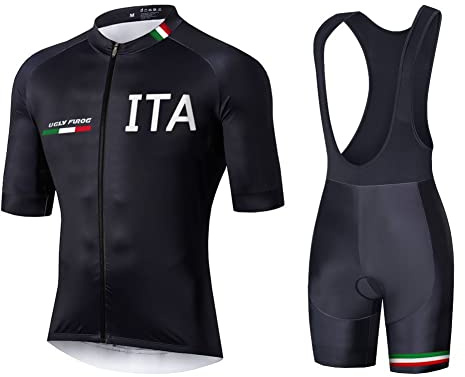 UGLY FROG Maglietta Ciclismo Maniche Corte + Pantaloncini Abbigliamento Ciclimo Professionale e Traspirantecon 20D Gel Cuscino per Biciclista